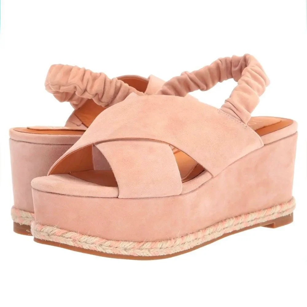 JOIE  Leather Garden Platform Wedge Sling Back leather Sandal/Espadril NWT